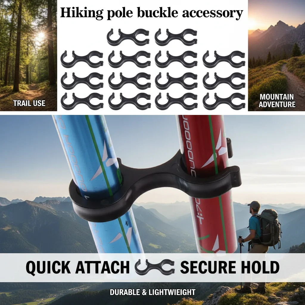 Bâtons de randonnée noirs avec boucle en forme de 8, accessoires réglables pour le camping et l'escalade en plein air, 10 pièces