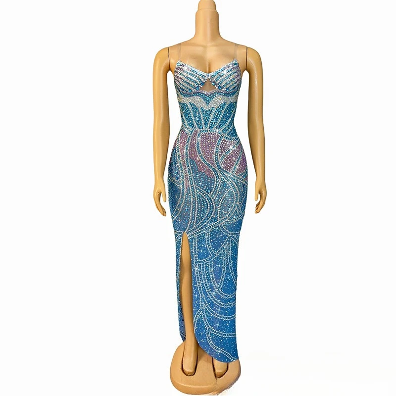 2025indigo Wit Prachtige Veelzijdige Verjaardag Diner Licht Luxe Avond Zeemeermin Prestatiekleding Zanger Prestatiekleding