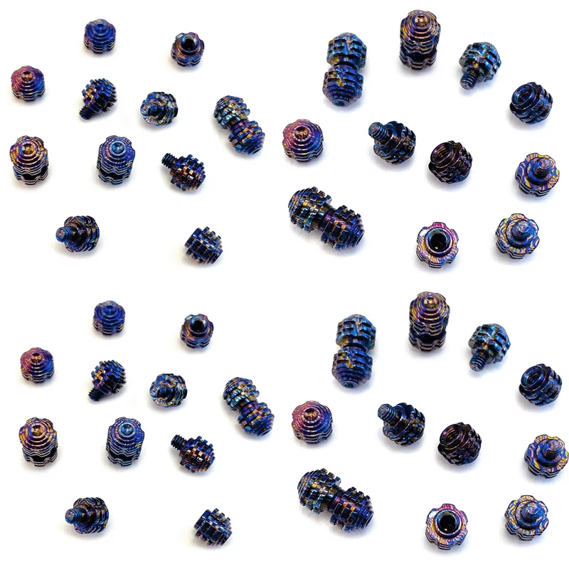 

Дамасский титановый узор, подходит для складного ножа диаметром отверстия 4 мм, M2,5, винт с кнопкой для большого пальца, заклепка для ногтей, стиль Timascus