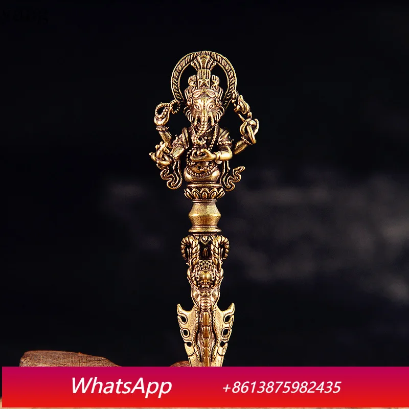 

LMM Brass Solid Tibetan Tantra Artifact Elephant God Vajra Pestle Ornament