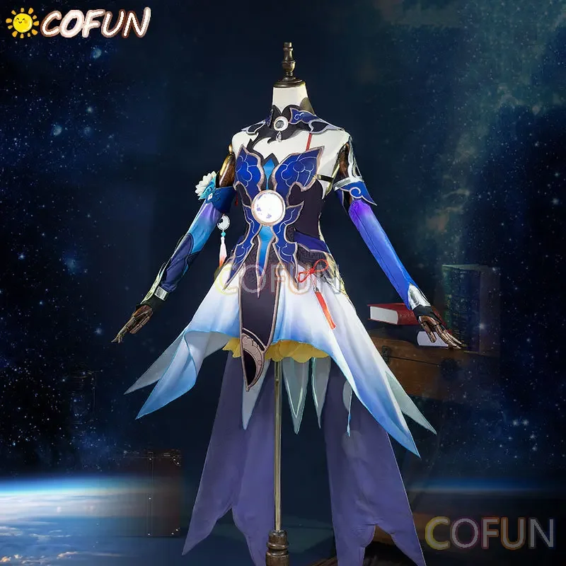 COFUN Game Honkai: Star Rail Jingliu Cosplay Costume Women Cute Dress Halloween Carnival Uniform Party Clothing Anime Suit Wig