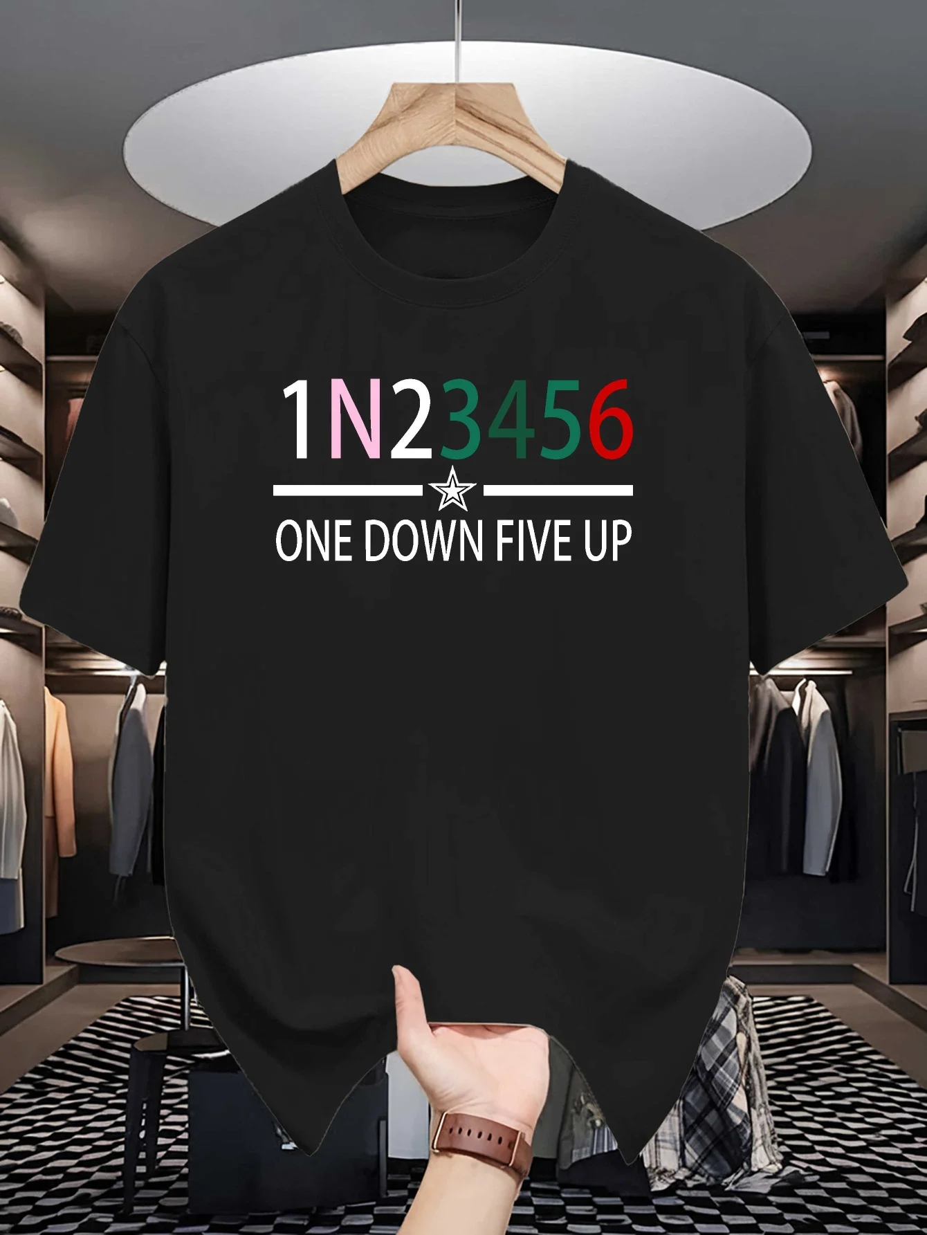 Motorcycle Gear Shift 1N23456 Graphic Mens T Shirt Crew Neck Cotton Tee One Down Five Up Print Casual Top Gift For Biker Fans