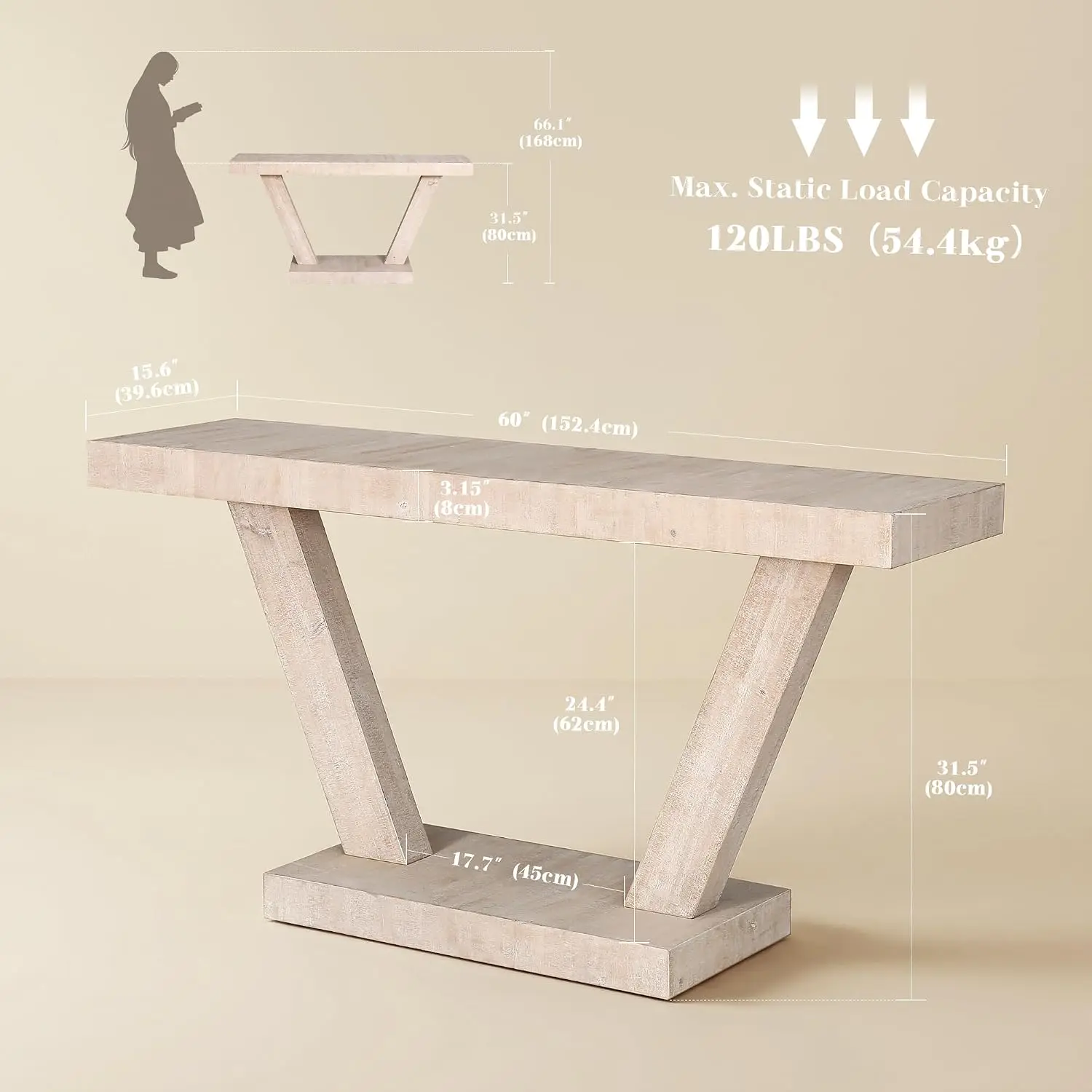 Solid Wood Console Table 60