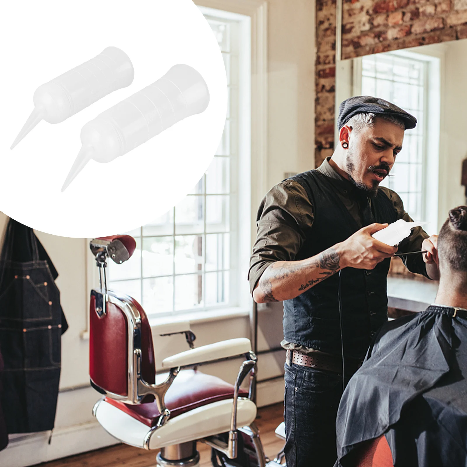 2 große kleine Haarfärbeflaschen mit Messschuppen, Winkelspitzenkappe für präzises Färben, Kopfhautbehandlung, Haarapplikator