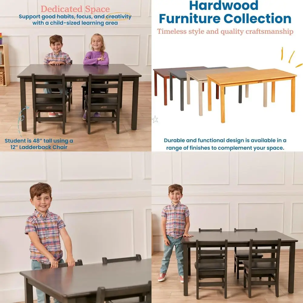 

48 x 30 Grey Washed Hardwood Kids Table with 22 Legs