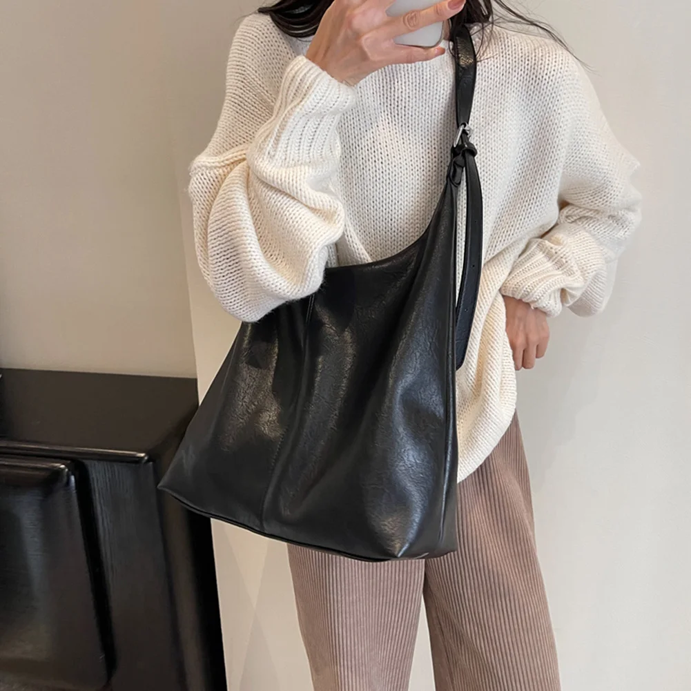 

2 Pcs Women PU Crossbody Bag Large Capacity Shoulder Bag Stylish Sling Bag Shopping Bag for Daily Office Use Solid Color Handbag