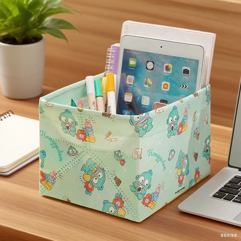 

Sanrio Hello Kitty Cute Cartoon Folding Storage Basket Portable Dormitory Home Organizer for Snacks Stationery Girl Heart Box
