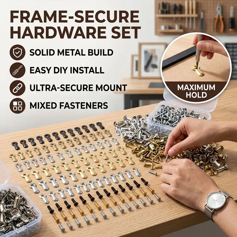 Mirror Frame Iron Fastener Set Picture Backboard Fixing Swivel Clip Hardware Sturdy Durable Easy Install DIY Photo Art