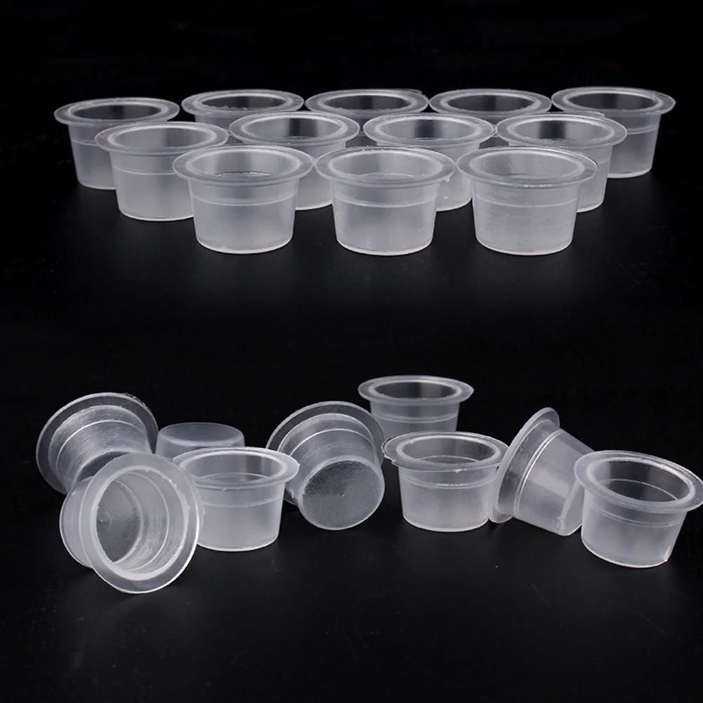 

500Pcs Pigment Cups Disposable Clear Ink Caps for Semi Eyebrow Tattooing Lash Extension Kits Supplies Size M
