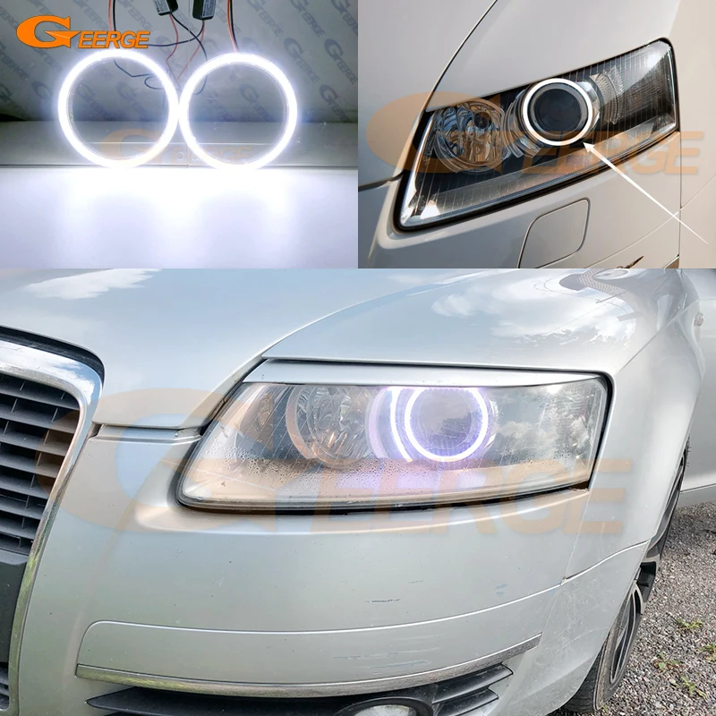 

For AUDI A6 S6 RS6 C6 2005 2006 2007 2008 2009 2010 2011 Day Light Ultra Bright COB Led Angel Eyes Kit Halo Rings