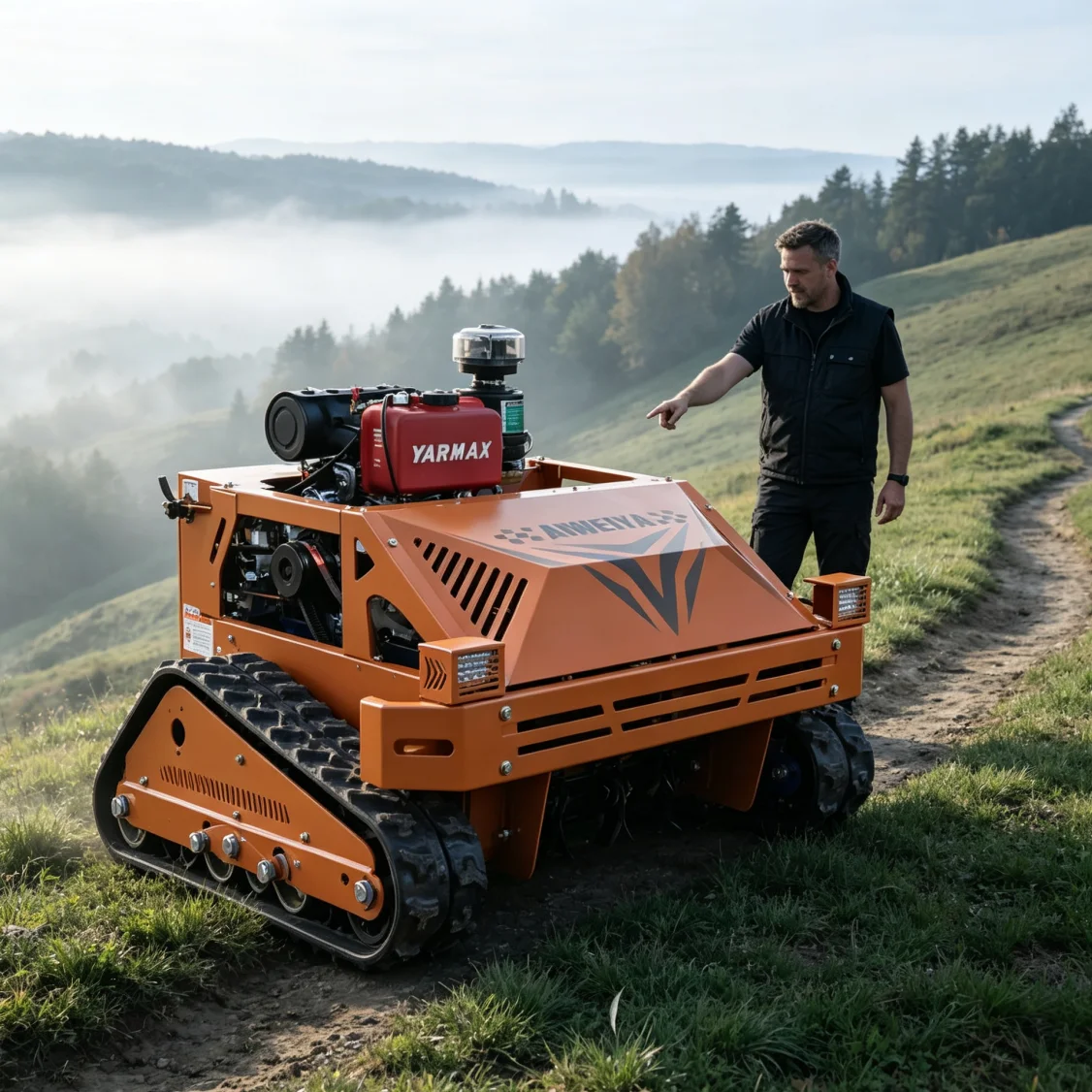 Customized Remote Control Flail Mower for agritainment picking gardens, tidies weeds around tourist walkways,