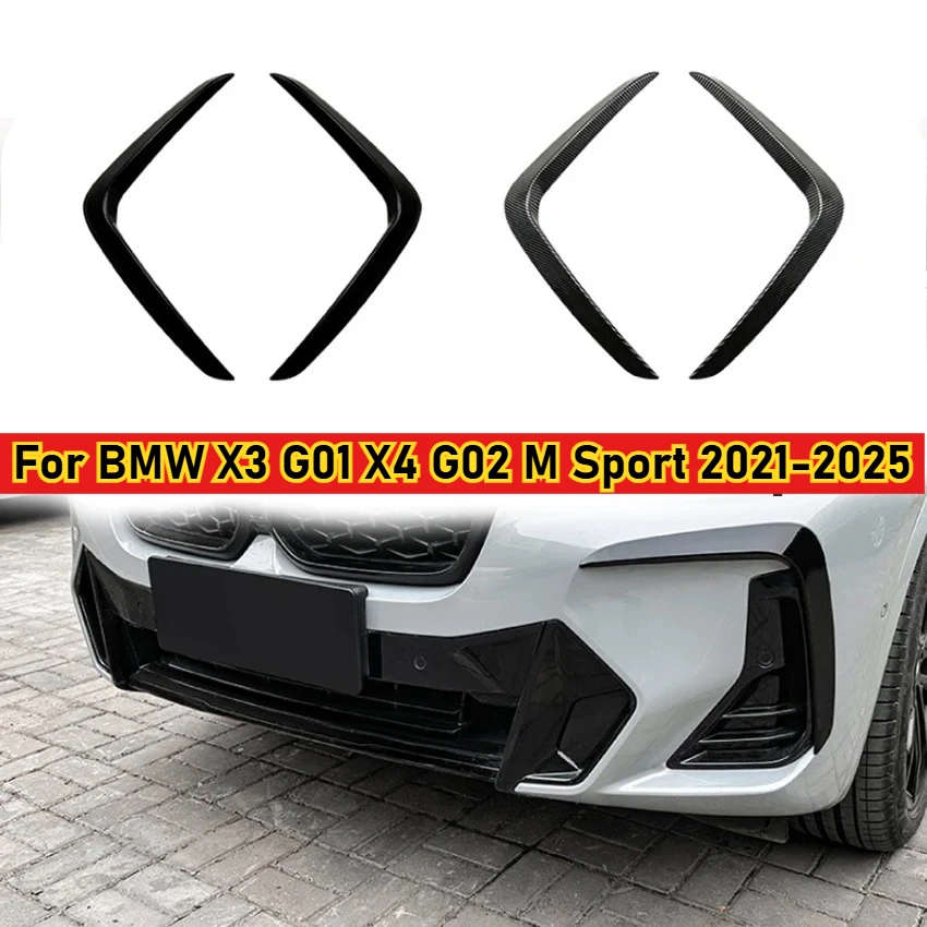 

Глянцевый черный карбоновый передний бампер автомобиля, вентиляционное отверстие для BMW X3 G01 X4 G02 M Sport 2021+, ветровой нож, автомобильные аксессуары, авто