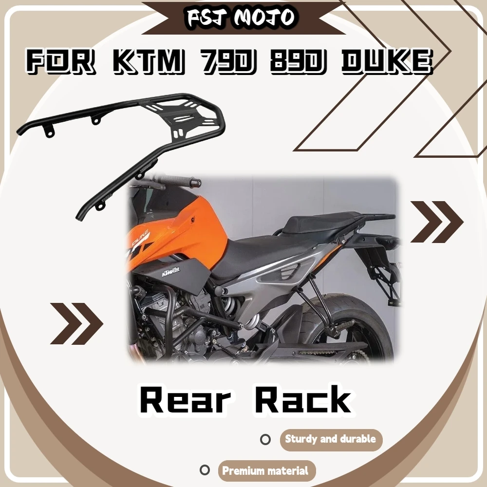 For KTM 790 DUKE 890 DUKE Motorbike Black Stainless Steel Rear Tail Rack Non-Destructive Installation Cargo Luggage Mod Kit