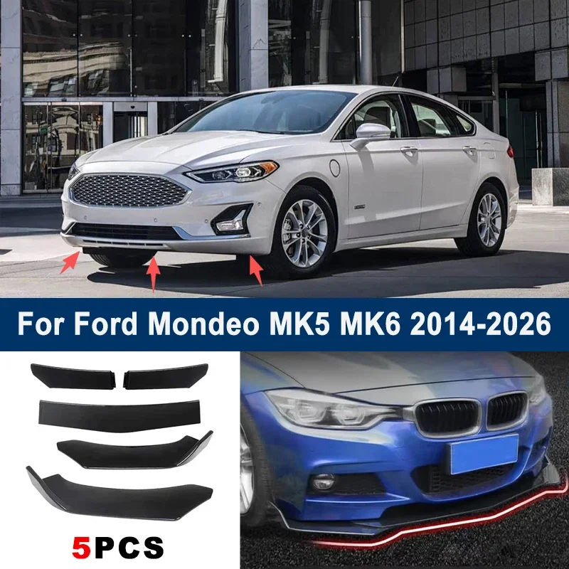

Adjustable 5Pcs Sectional Front Spoiler Lip For Ford Mondeo MK5 MK6 2014-2026 Front Bumper Splitter Car Exterior Sport Body Kit