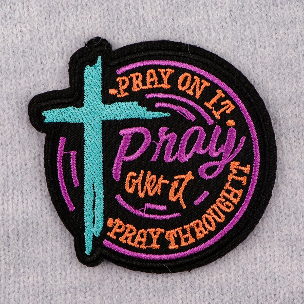 Jesus Embroidery Patch PRAY ON IT Iron On Patches for Clothing Thermoadhesive Patches Prayer Patches On Clothes Badge DIY Sew