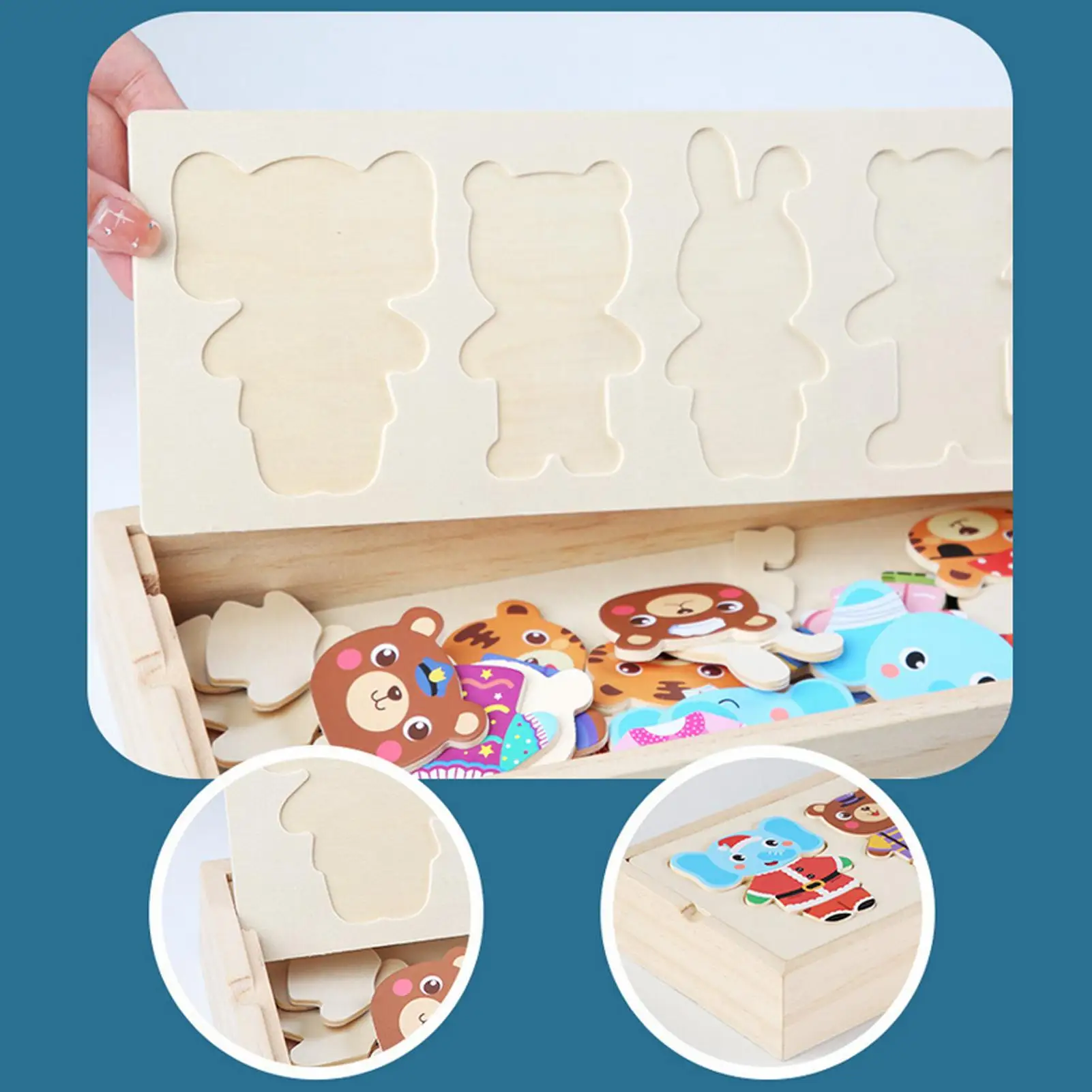 

Magnetic Dress Up Dolls Sorting And Matching Fine Motor Toys Wooden Bear Family Dress-Up Puzzle For Kids Children Boys Girls