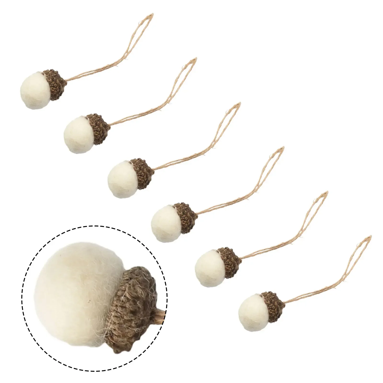6 pezzi di decorazioni natalizie in feltro di lana ghiande 2025 albero di Natale pendente appeso famiglia ornamenti per feste di buon artigianato fai da te 2,5x2 cm