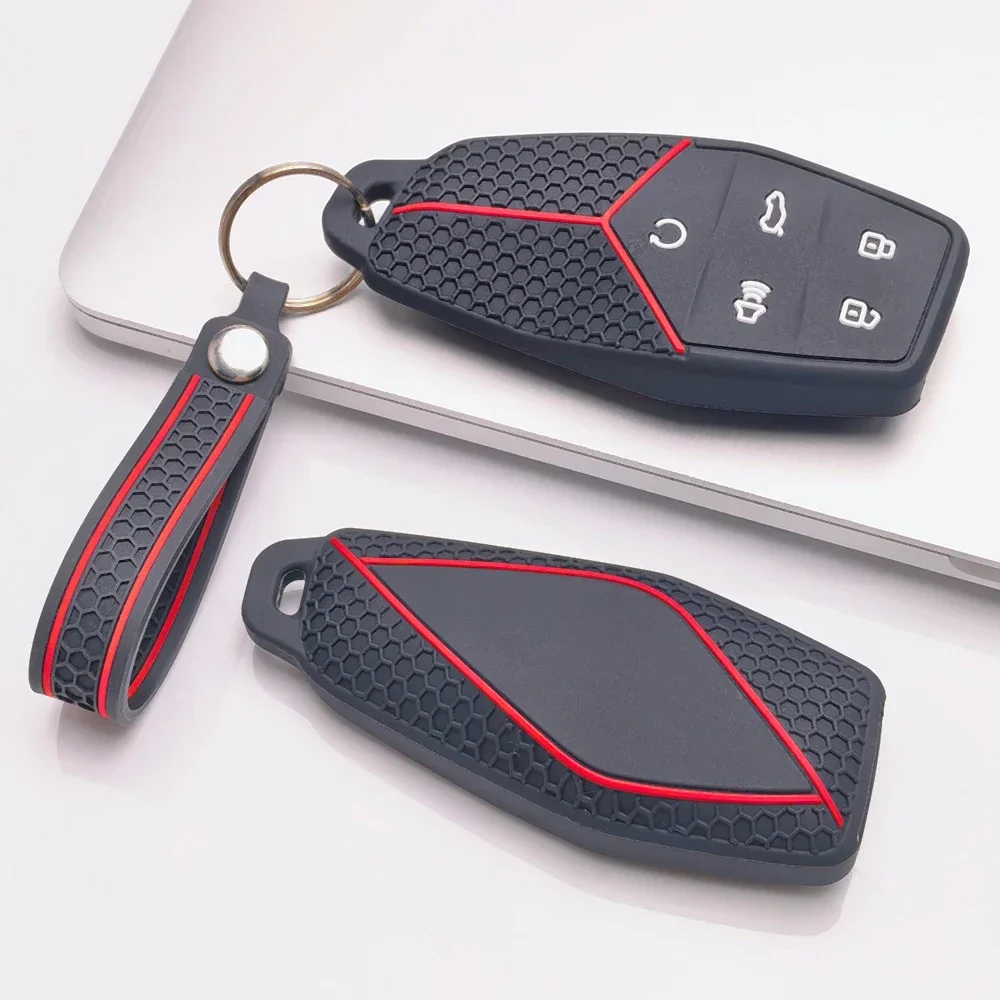 For MG Motor MG3 MG4 MG5 MG6 ZS ZST HS EHS Car Key Remote Cover with Slim Key Ring Wrist Strap Precise Button Fit Full Coverage