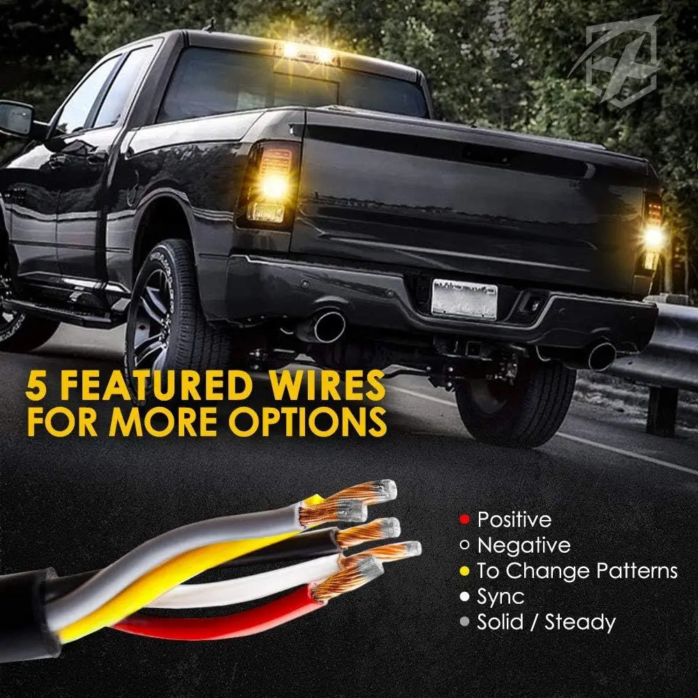Strobe Light Kit with 14 Patterns, 4PCS White & Amber LED Grill Lights for Trucks, Surface Mount, Suitable for Work and Tow Vehi