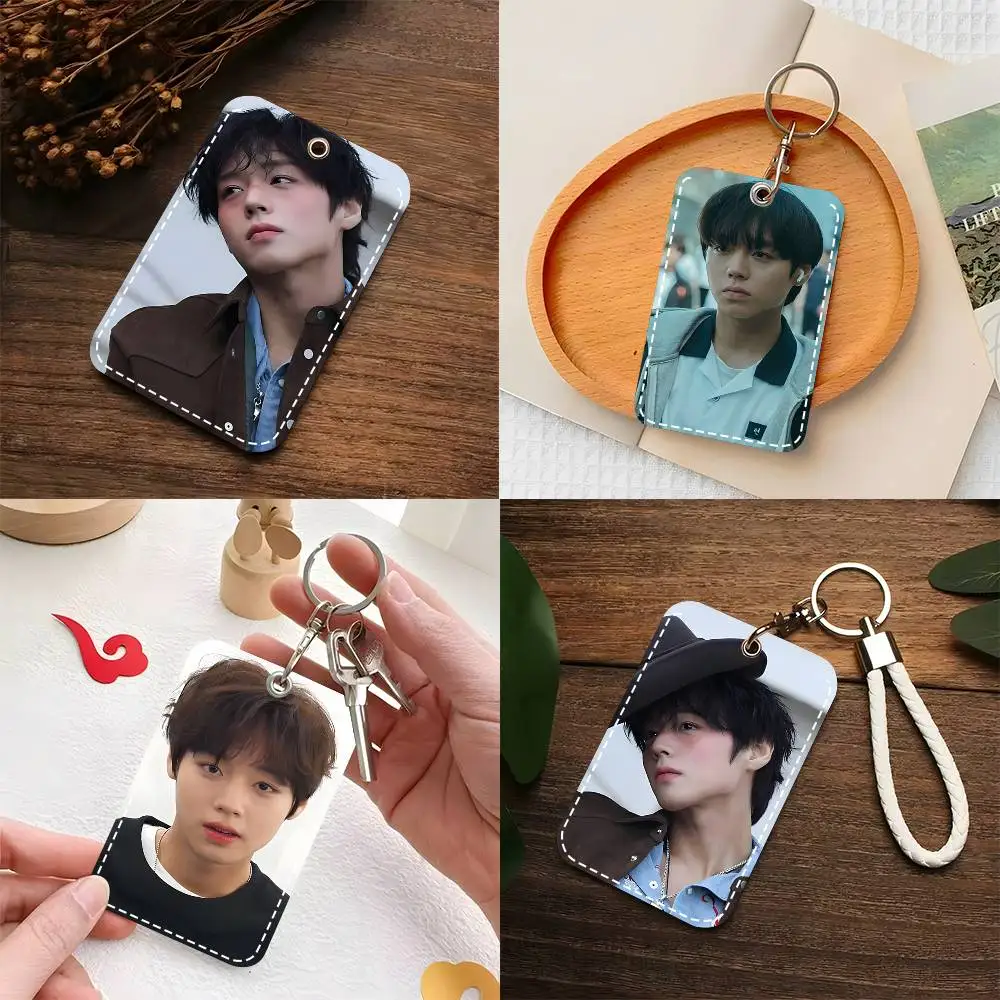 

1 шт. Кожаный чехол-ключница для карт W-Weak H-Hero P-Park J-Jihoon, брелок для ключей, держатель для карт, кольцо для ключей