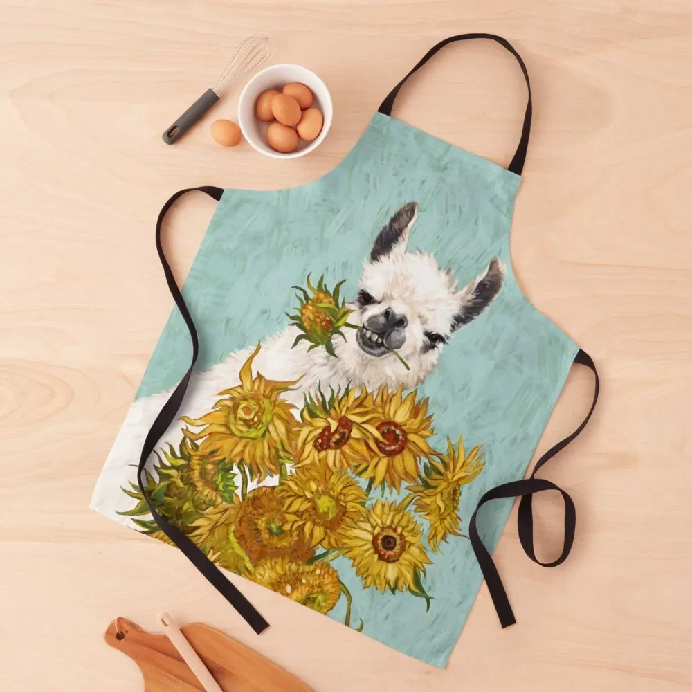 

Naughty Llama and The Sunflowers Apron kitchen woman barber uniform home women cook wear Apron