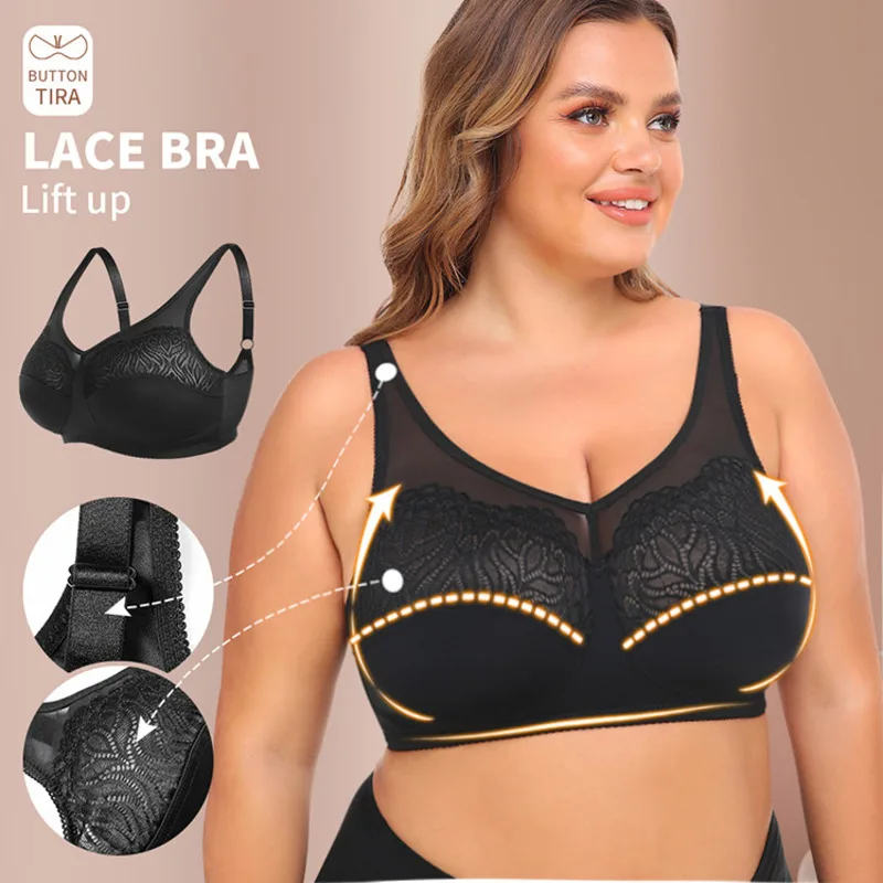 

Women's Ultra Thin Lace Plus Size Bra No Wired Bra Lift Up Comfortable Cotton Bra Bralette Back Posture Shaping Underwear