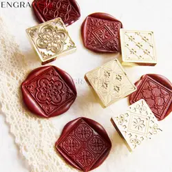 22mm Square Wax Sealing Stamp European Pattern Copper Head With Wooden Handle For DIY Envelope Invitation Gift Wrap Scrapbooking