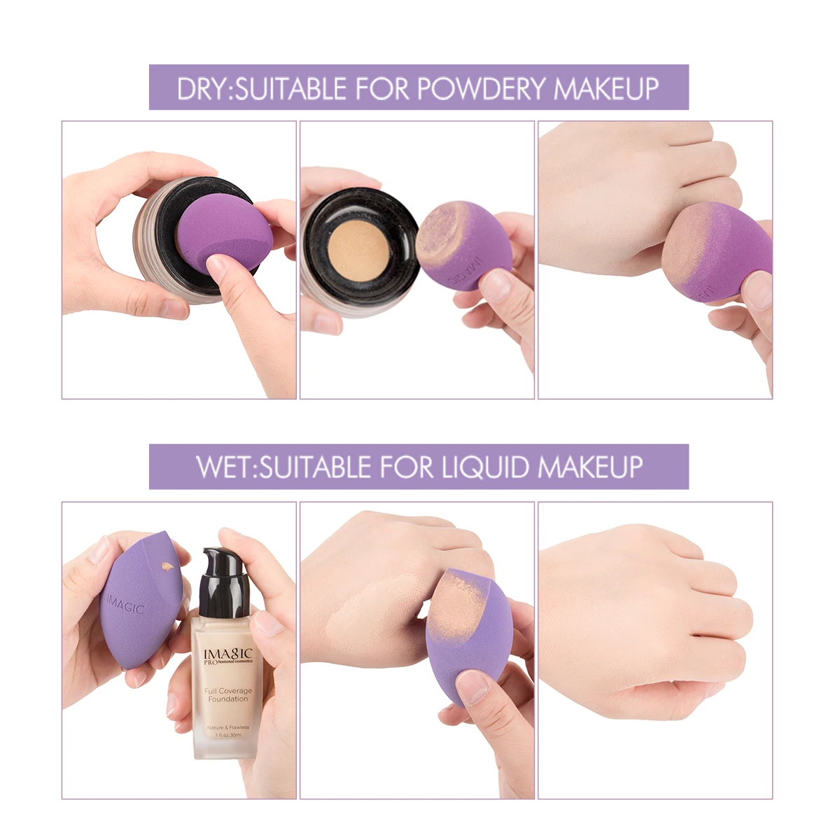 IMAGIC 10PCS/KIT Makeup Sponge Soft For Foundation Concealer Cream Wholesale Healthy Latex Smooth Wet And Dry Women Makeup Tool