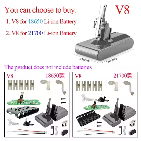 Li-ion Battery Plastic Case Charging Protection Circuit Board Box Shell For Dyson V8 21.6V Absolute Animal Vacuum Cleaner SV10
