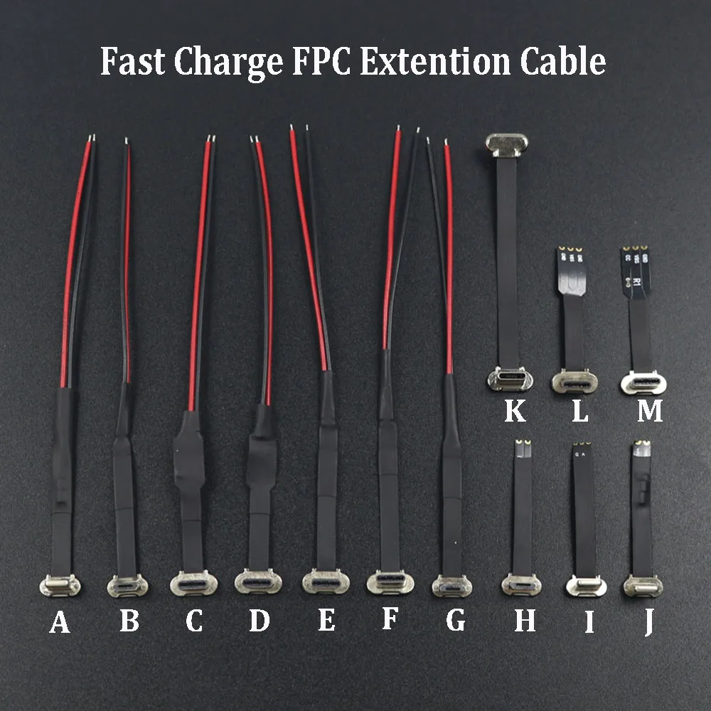 Type-C Micro USB Connector FPC 2Pin 3Pin W/ Resistor R1 EK Soft Flat Cable Male Fast Charge Wire Extention For Phone