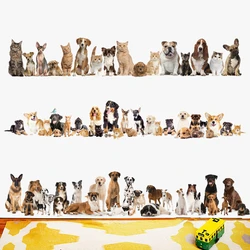 Cute Pet Doggy Cat Wall Baseboard Stickers Lifelike 3D Dog Kitty Vinyl Decals Home Decorations for Room Bedside Poster Wallpaper