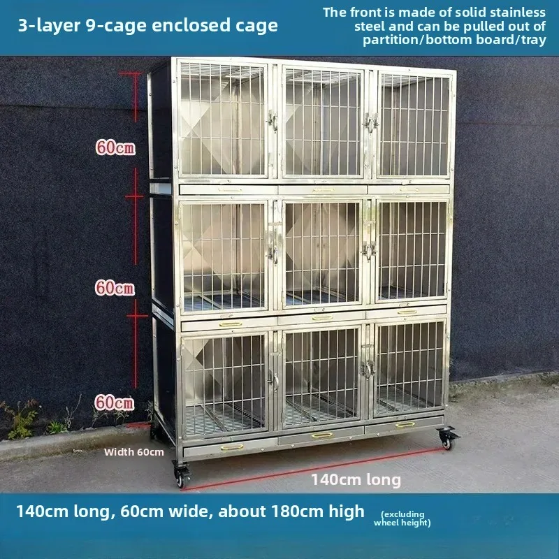 

Клетка для собак из нержавеющей стали, многослойная витрина для домашних животных, витрина для больниц для домашних животных