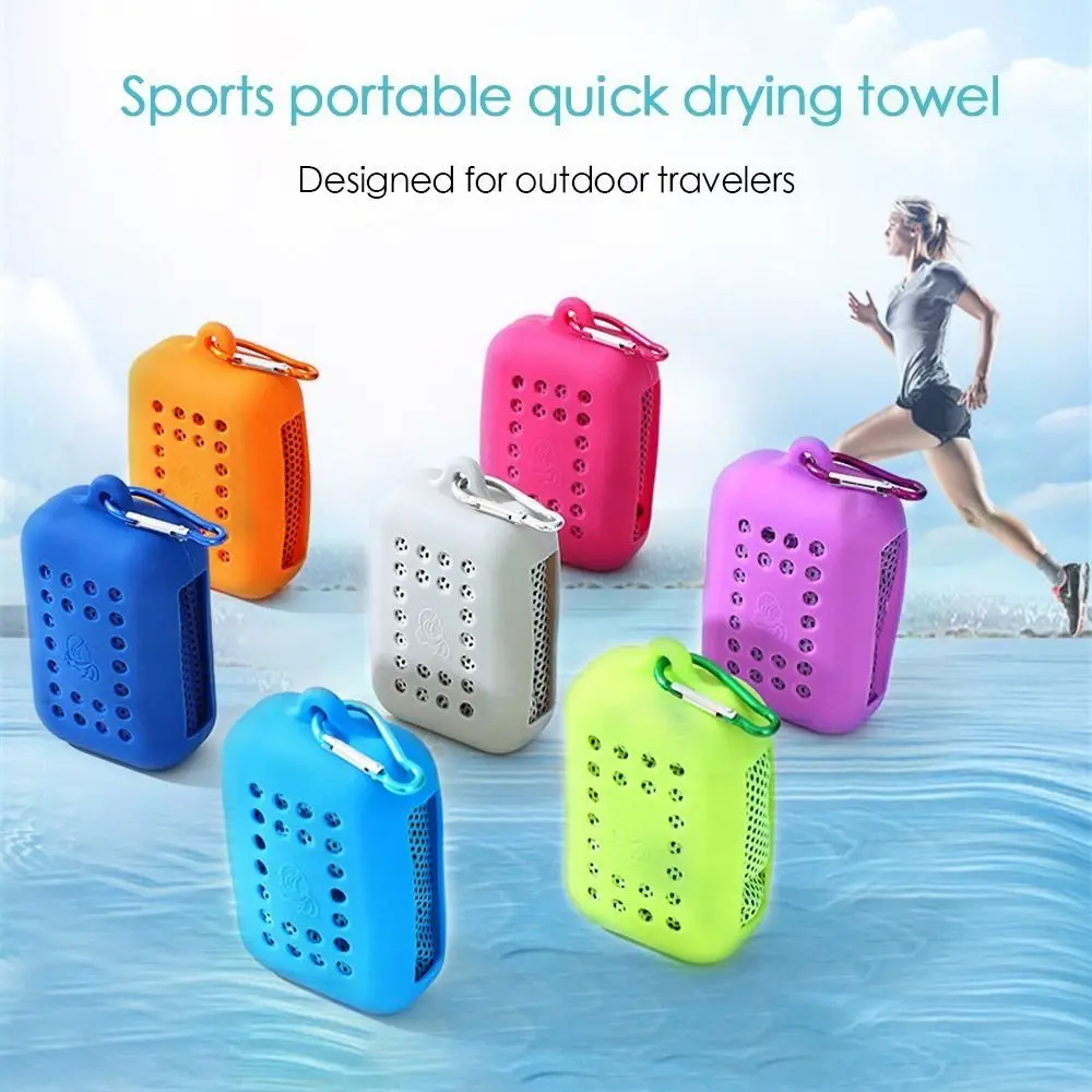 Portable Soft Quick Dry Fitness Cool Towel Mini Breathable Quick Drying Towel Microfiber Silica Gel Towel Silicone Bag Sports