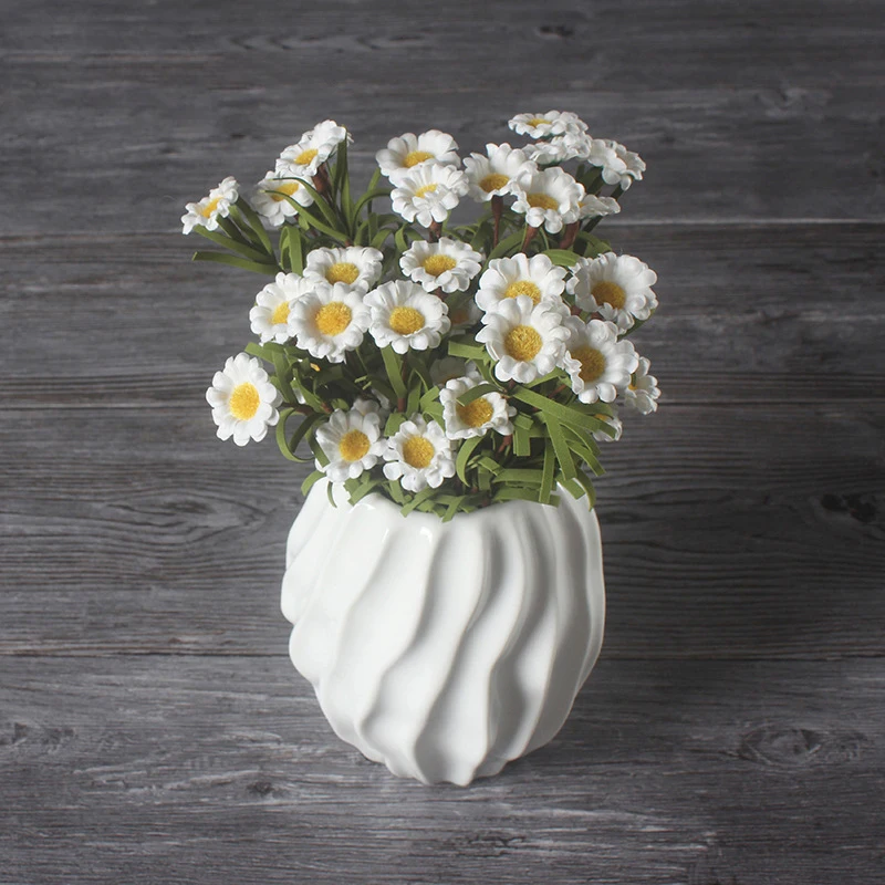 Modern White Ceramic Vase European Simple Creative Flower Arrangement Living Room Table Tea Table Ornament Flower Decoration