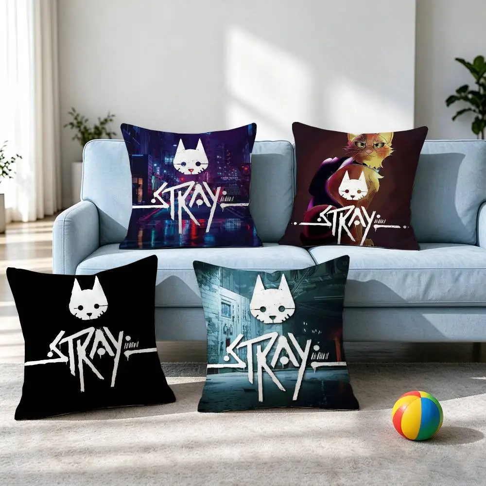 S-Stray Cat G-Game  Pillow Case Square Double-Sided Sofa Cushion Cover Bedroom Bedside Pillow Gift