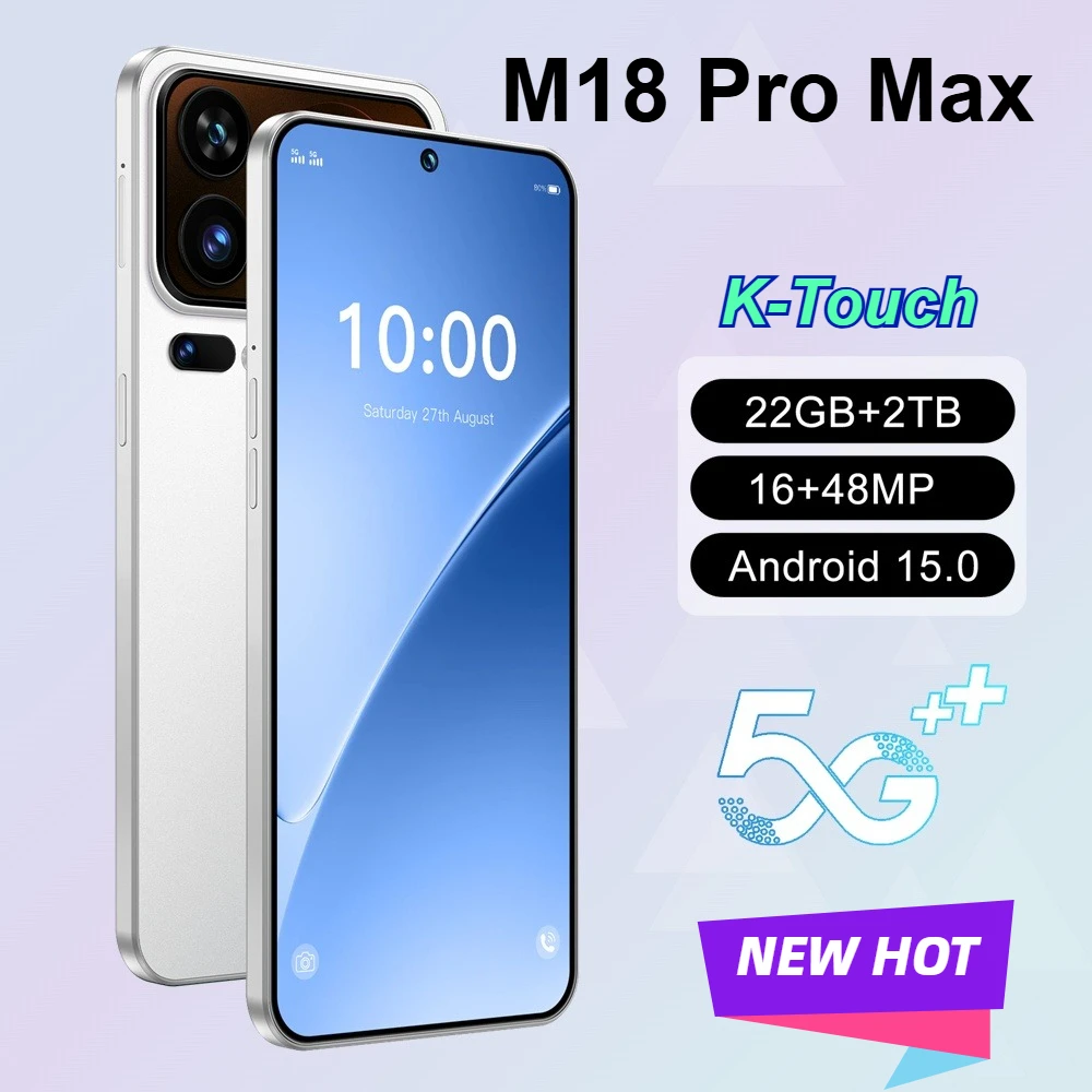 Smartphone K-Touch M18 Pro Max 5G, écran plein écran de 7,3 pouces, batterie de 7800 mAh, téléphone mobile Android, téléphone portable 5G, double SIM,