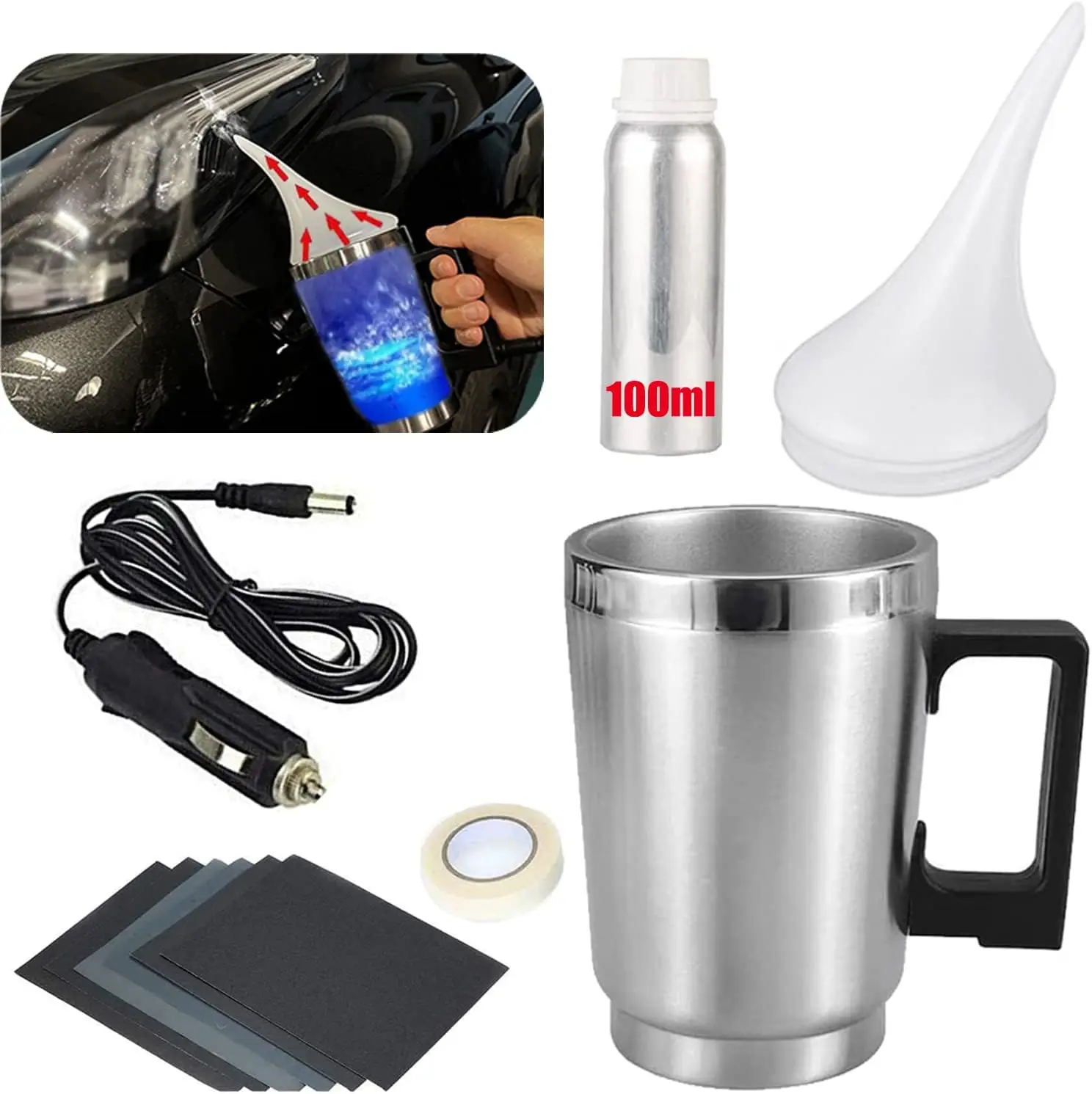 

Headlight Restoration Kit with 100ml Polish, UV Protective Coating for Scratch & Yellowing Removal
