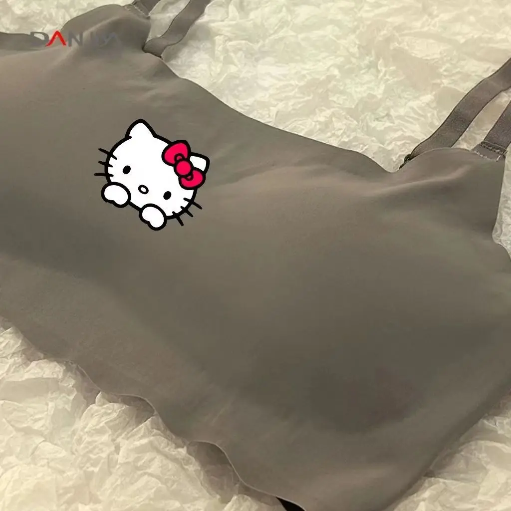 คาวาอิ Sanrio ต้นฉบับชุดเด็กผู้หญิง celana dalam Bahan Sutra น้ำแข็ง Hello Kitty ชุดชุดรวบรวมเสื้อชั้นในใส่ออกกำลังกายชุดชุดชั้นในเด็กผู้หญิง