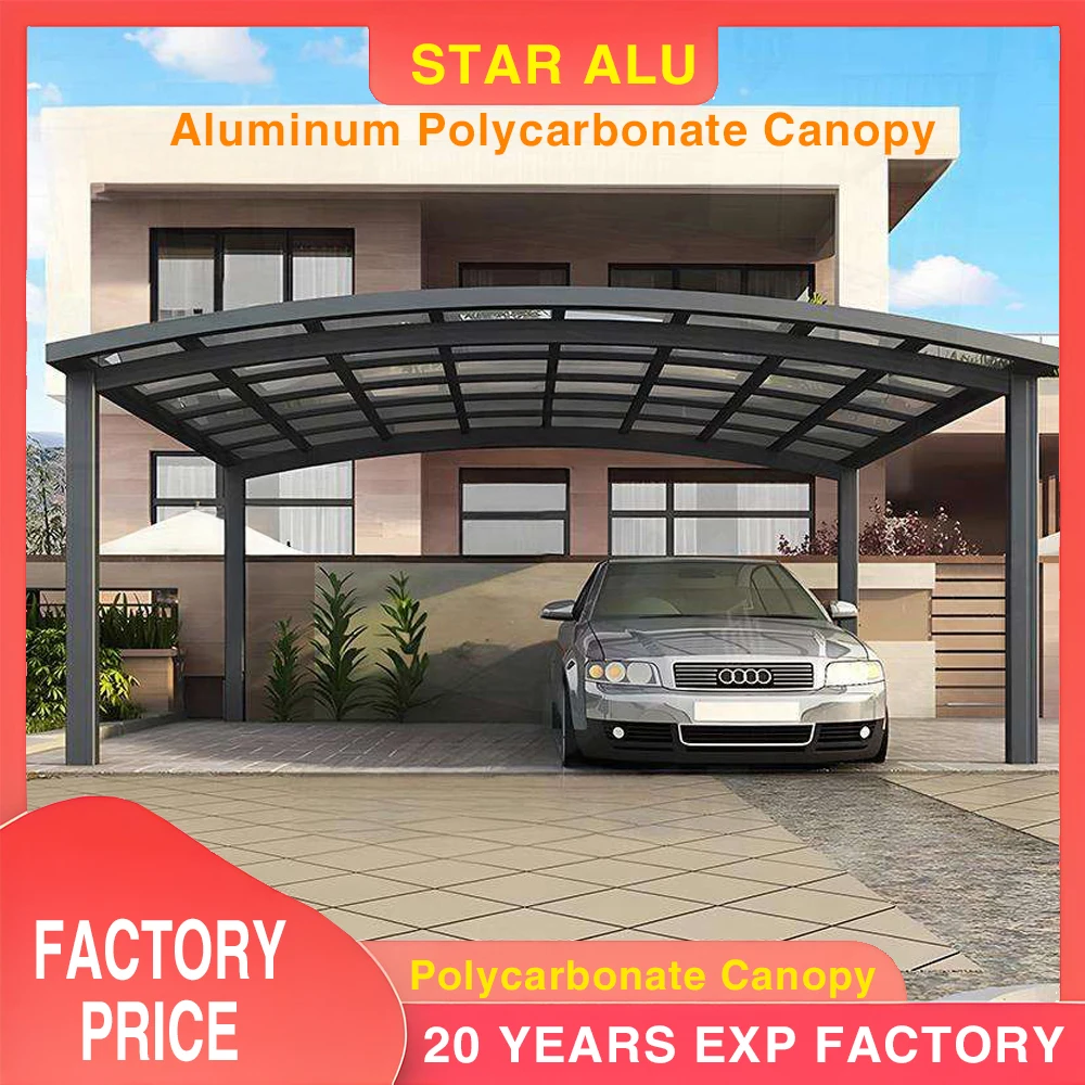 Modern Polycarbonate Outdoor Canopy with Aluminum Frame Rain Cover Shade for Windows, Awning Roof Shelter for Home Use UV Protct