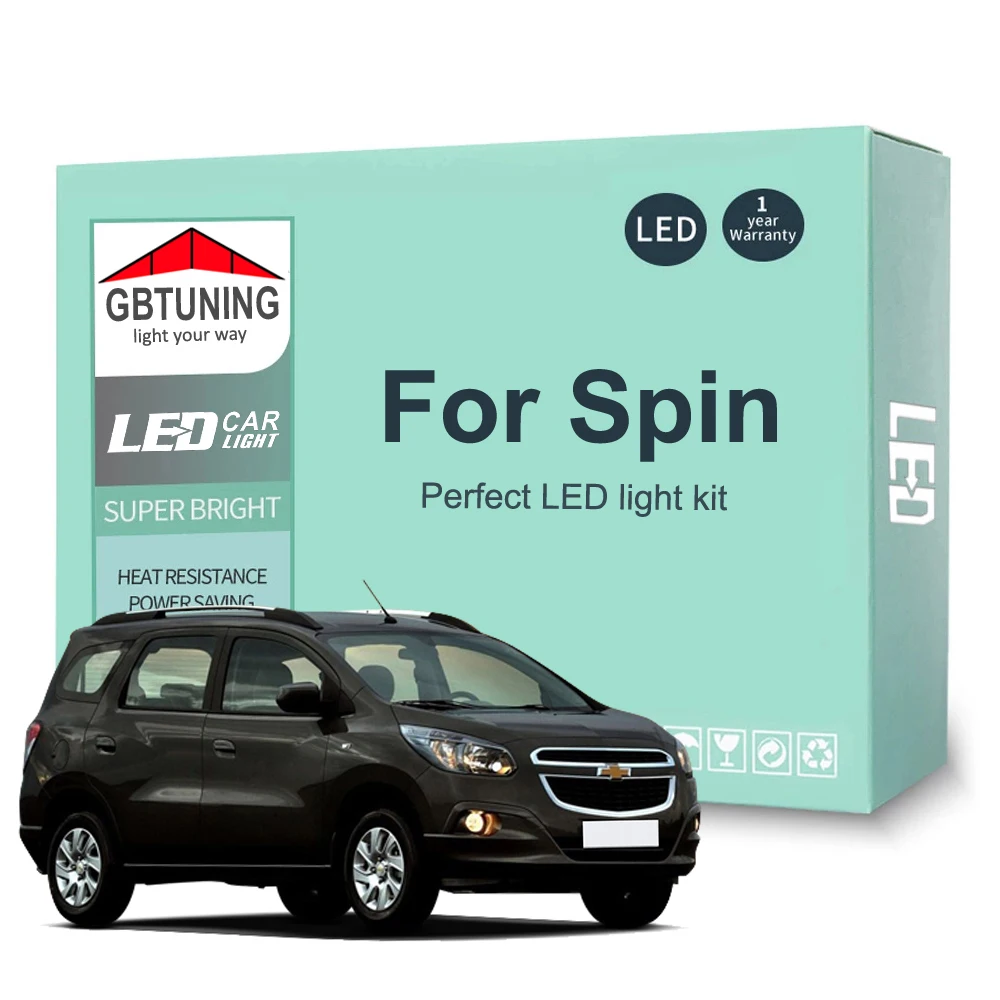 10 Uds Canbus para Chevrolet Chevy Spin 2013-2018 2019 2020 2021 2022 Kit de bombillas LED para Interior de vehículo lámpara de techo para maletero de lectura