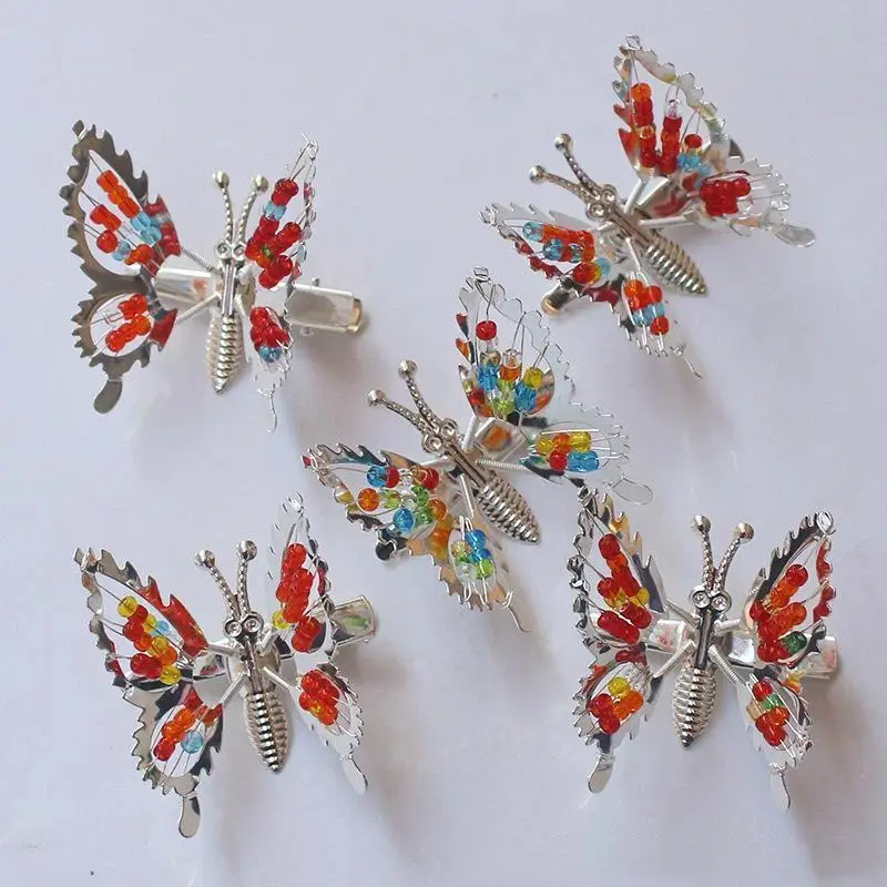 12 Stück 3D-Bewegliche Schmetterlings-Haarspangen Metall-Haarschmuck mit Beweglichen Flügeln Haarspangen für Frauen, Mädchen und Kinder – Detail 3