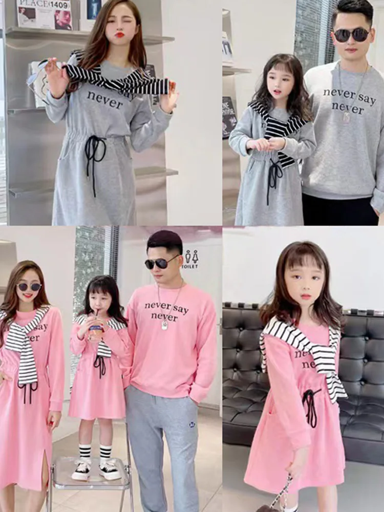 Korean Version of Parent-child Clothing, A Family of Three or Four Long-sleeved Autumn Clothes Hoodies and Jumpsuit