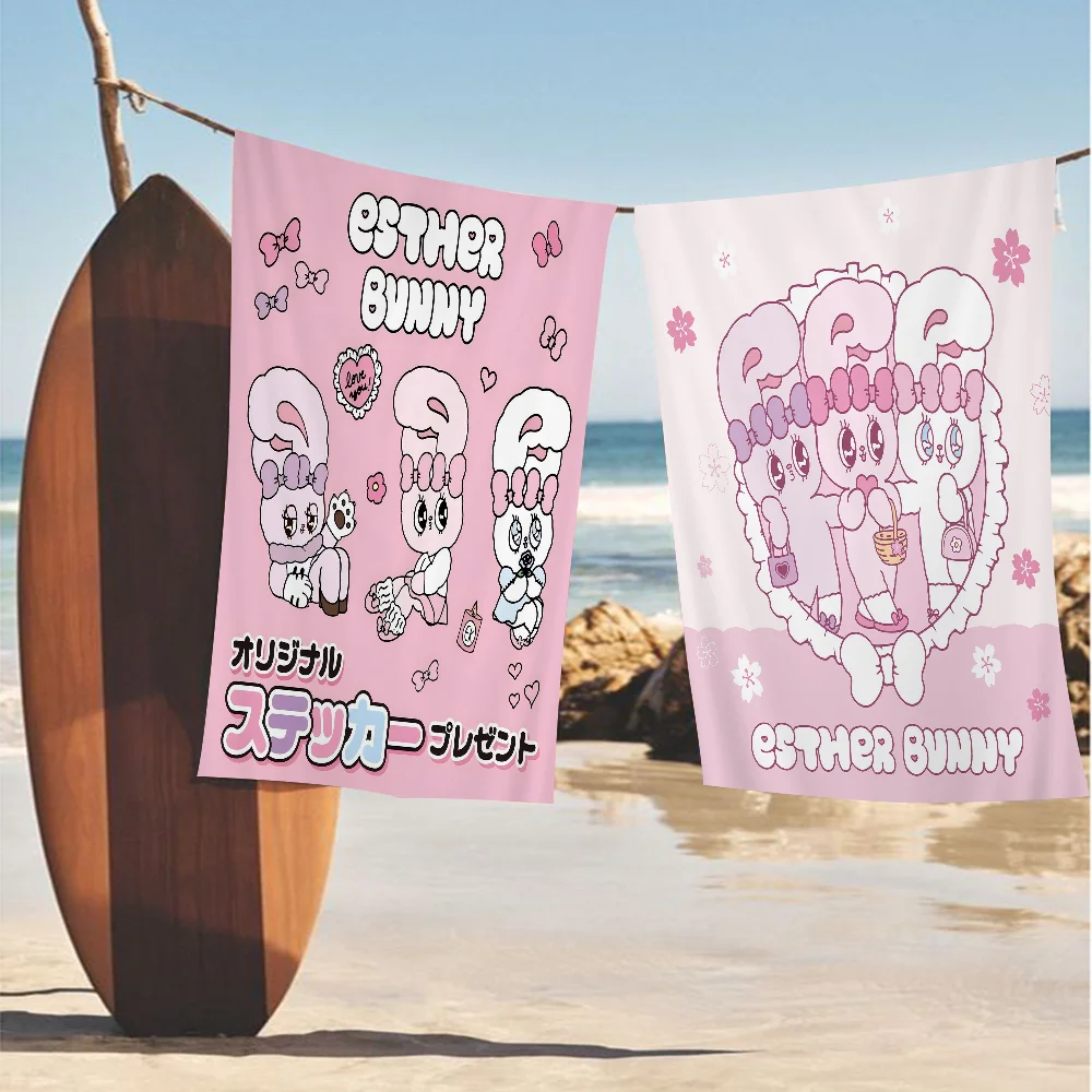 

Cute Esther Bunny Rabbit Anime Bath Towel Microfiber Soft Water Absorbing Breathable For Girl Kids Cartoon Beach Towel