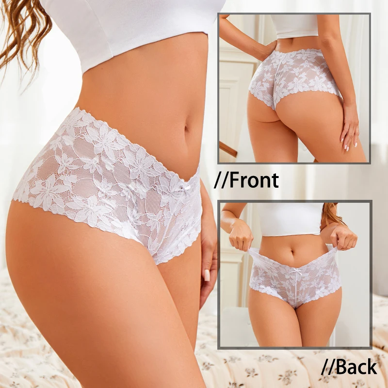 6 قطعة/المجموعة مثير الدانتيل منظور زهرة بويشورت بلون عالية الخصر سراويل جوفاء الإناث تنفس شفافة سراويل بوكسر #4