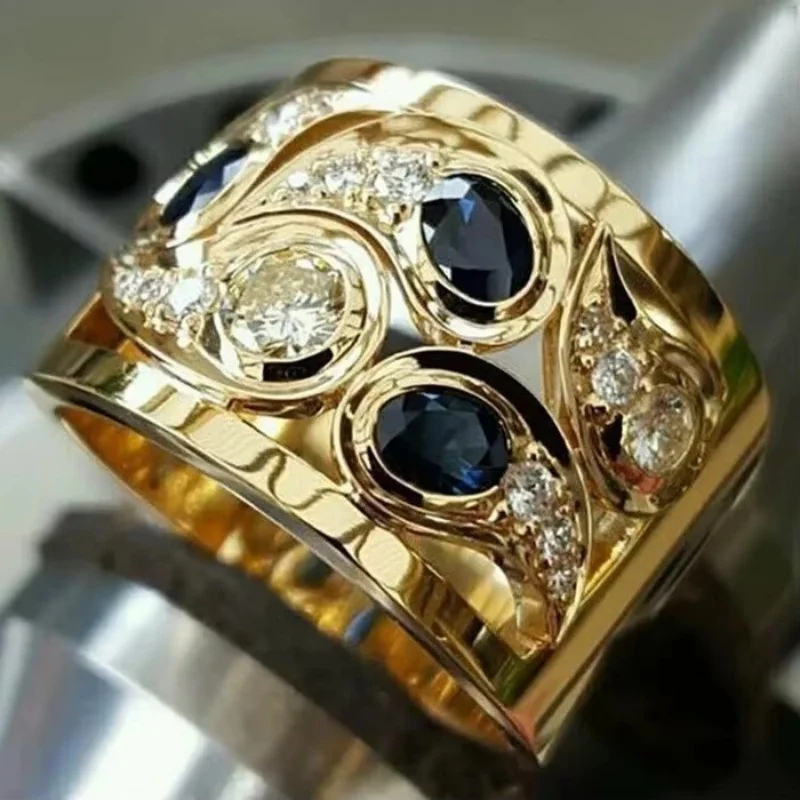 European and American Fashion Jewelry Popular Retro Men\'s Rings New Banquet Jewelry Punk Style Personality Exaggerated Ring