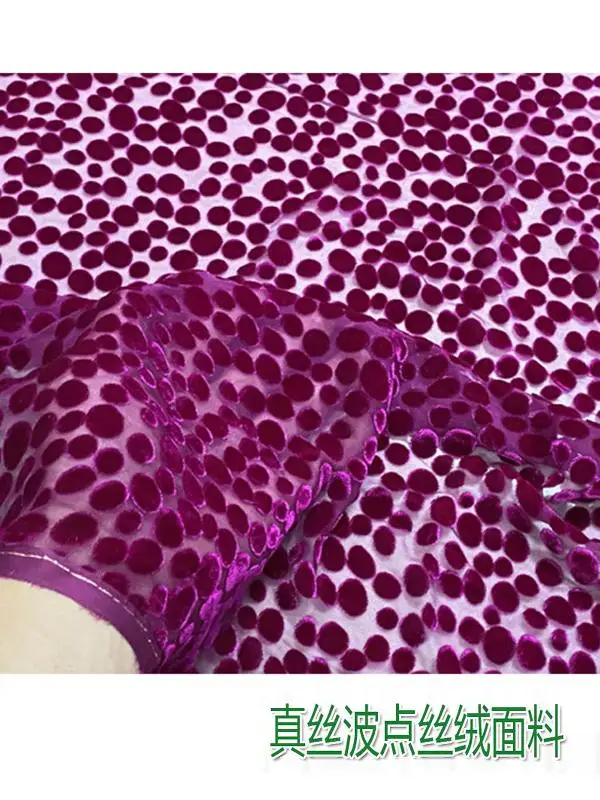 Abito trasparente a pois in tessuto di velluto reale di fascia alta Cheongsam Abbigliamento in pizzo