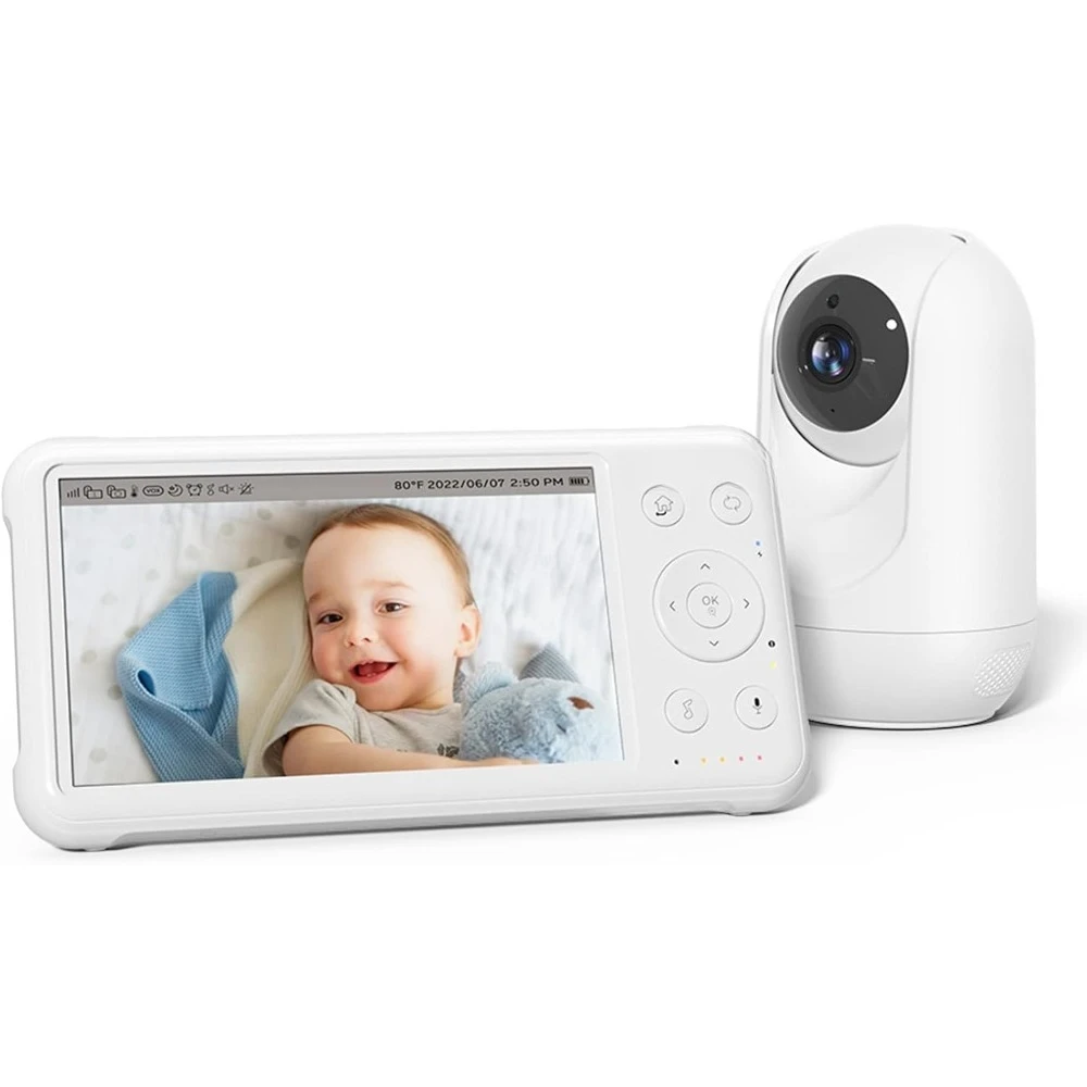 

High quality 1080P 5" HD Baby Monitor w/Camera&Wall Mount,Infrared Night Vision, 5000mAh Battery,Temperature Sensor,960ft Range