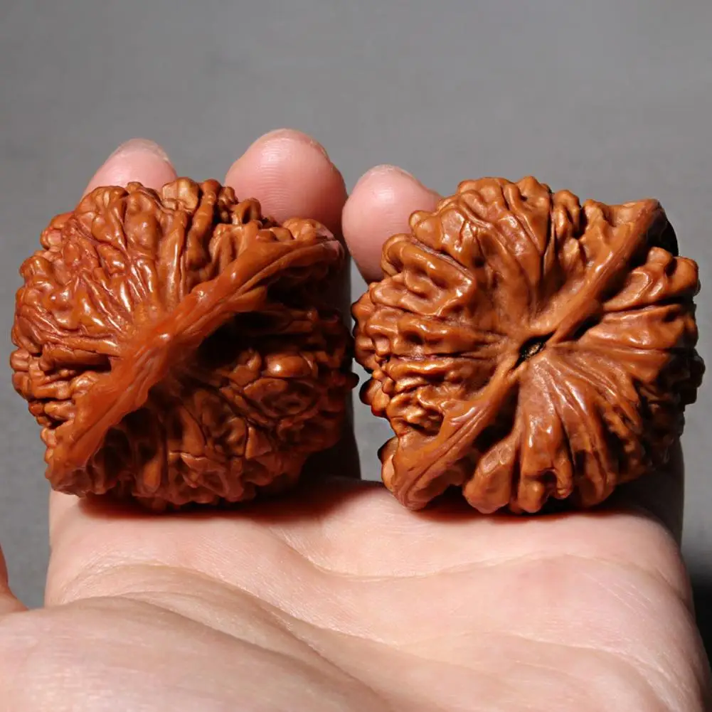 2 Piezas de Nueces Naturales Wenwan para el Cuidado de la Salud, con Forma de Cuatro Torres y Estilo de Sombreros de Oficiales Chinos, Regalos para el Cuidado de la Salud