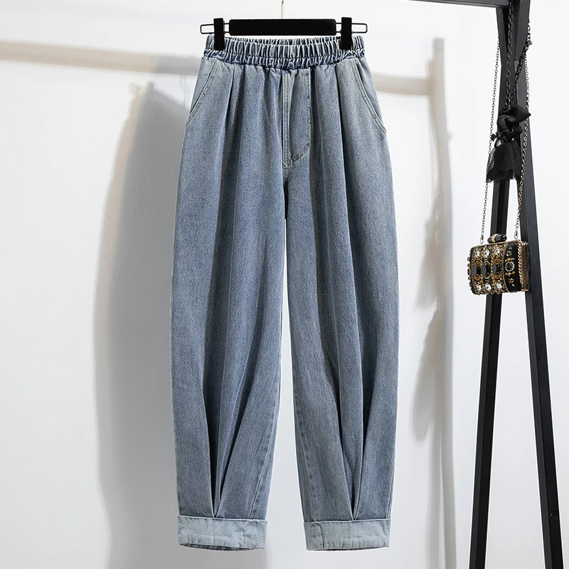 

2025 Wide Leg Pants Women's Autumn Winter Retro Waed Denim Workwear Trousers High Waist Casual Versatile Plus Size Pants