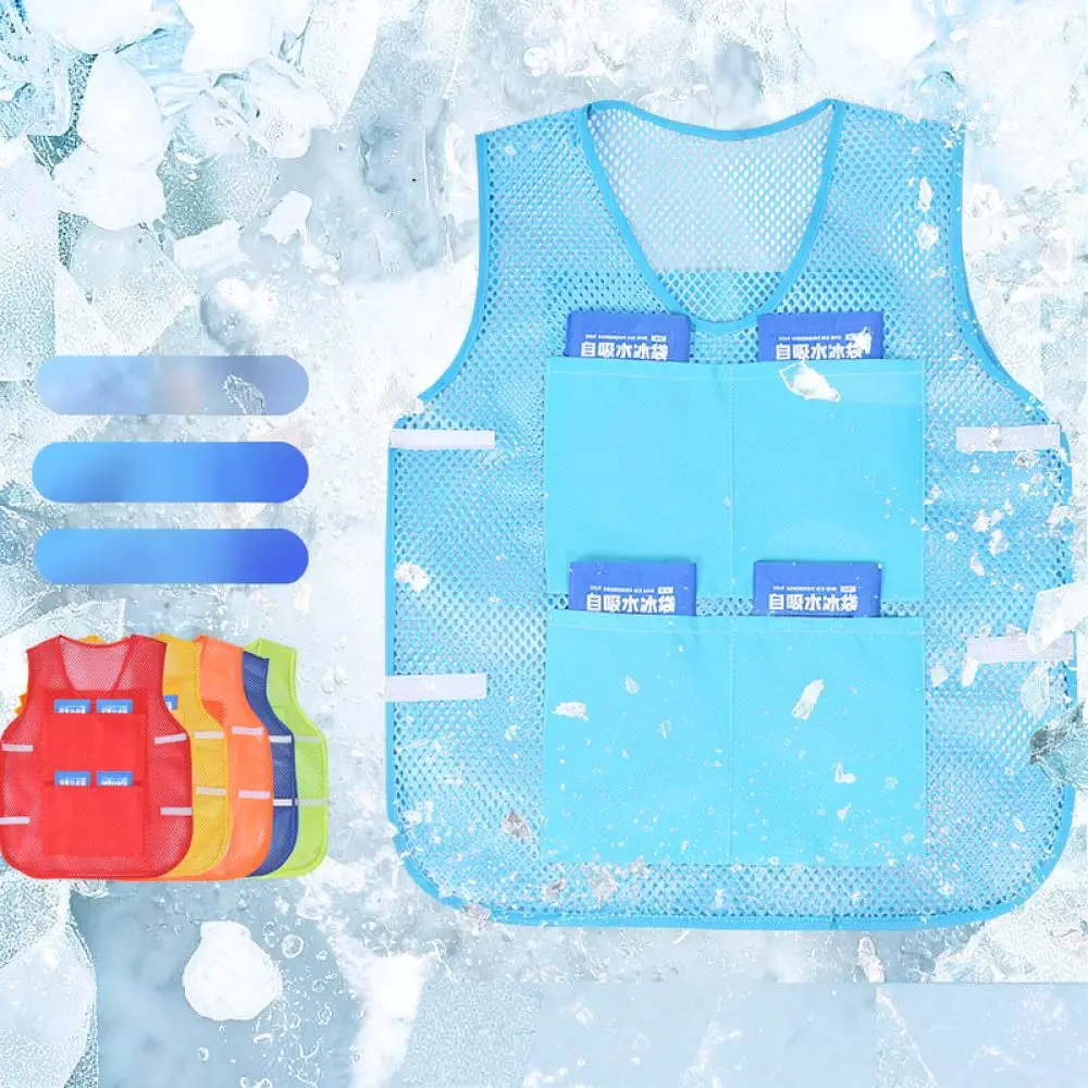 Summer Cooling Vest With Ice Packs Thermal Regulation Apparel Durable Polyester Safety Protective Equipment For Outdoor Use
